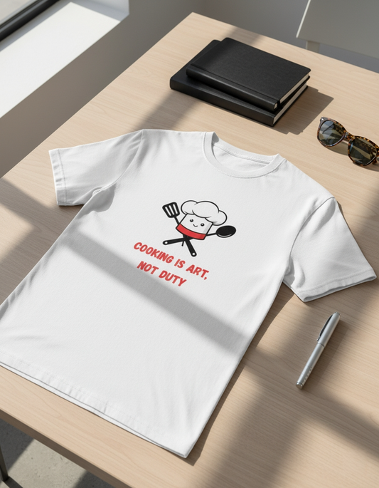 Cooking Is Art, Not Duty White T-shirt